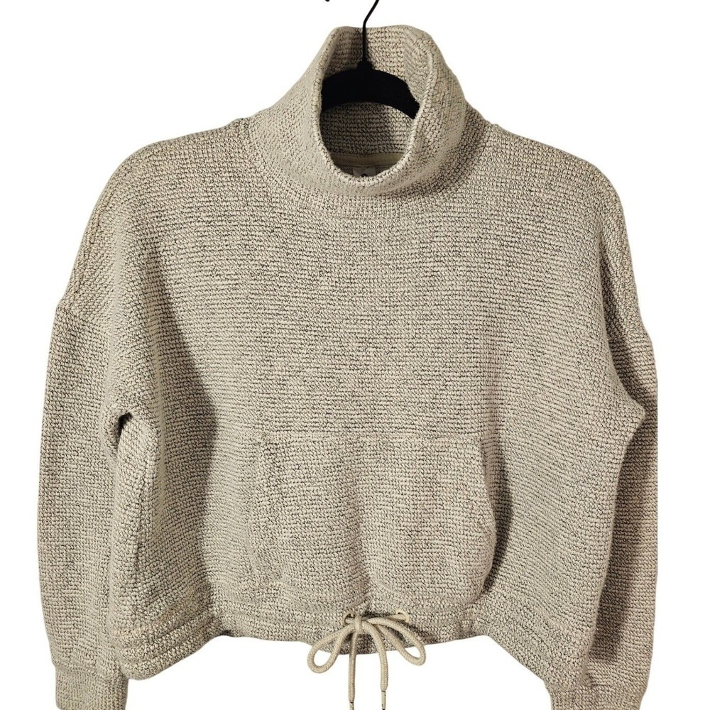 90 Degree Women's Mock Neck Chunky Knit Cropped Pullover Sweater Oatmeal M‎